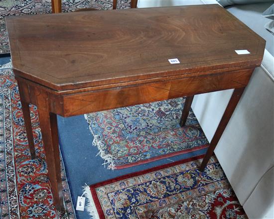 A George III mahogany card table 92cm.